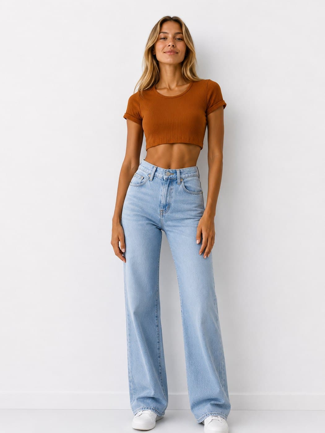 Folded Sleeve Top - Camel