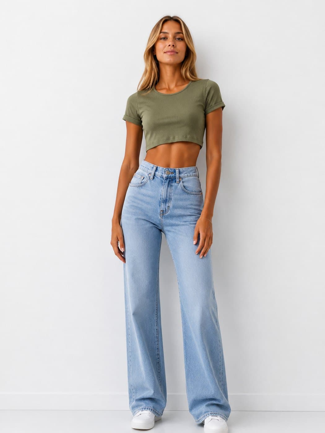Folded Sleeve Top - Olive