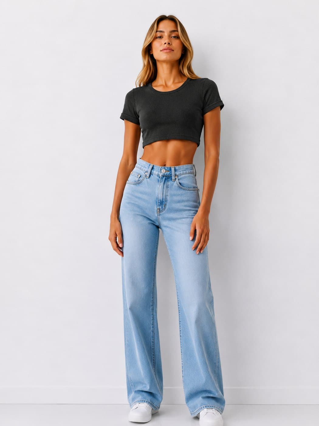Folded Sleeve Top - Slate Gray