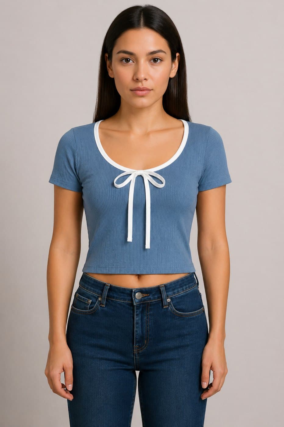 Zaliana Basic Tie Crop Top - Royal Blue