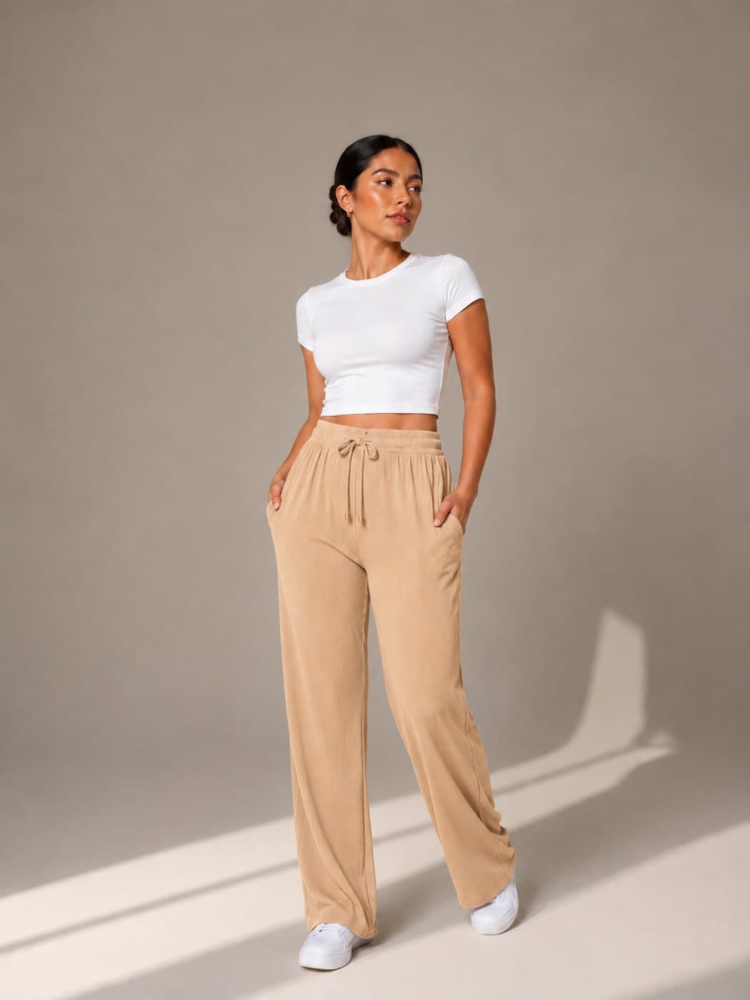 Rib Trousers - Beige