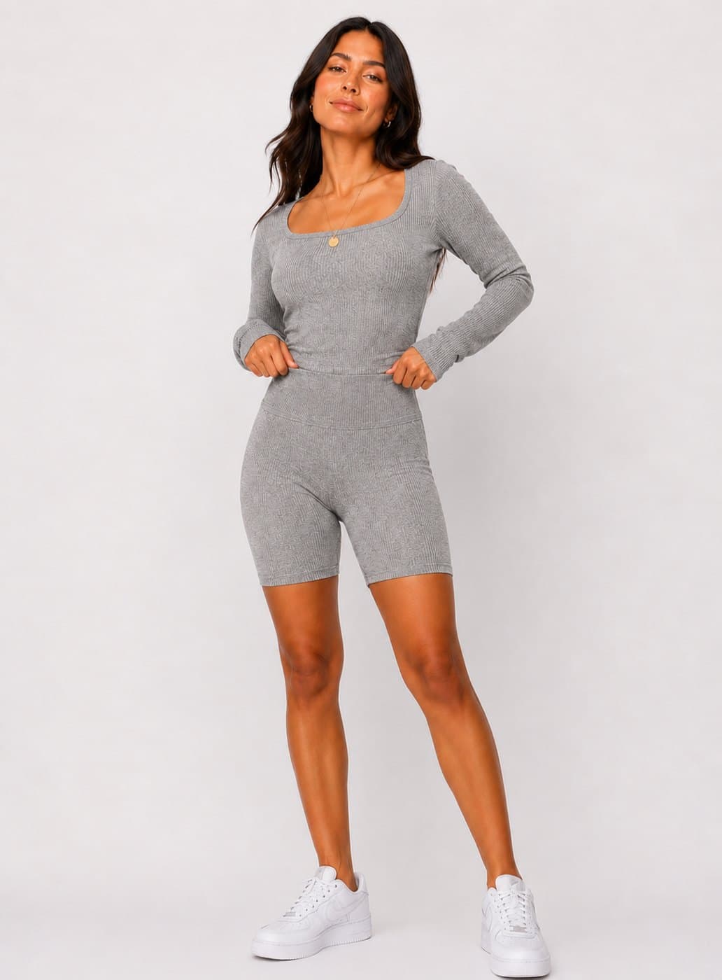 Arena Biker Shorts - Light Heather Gray
