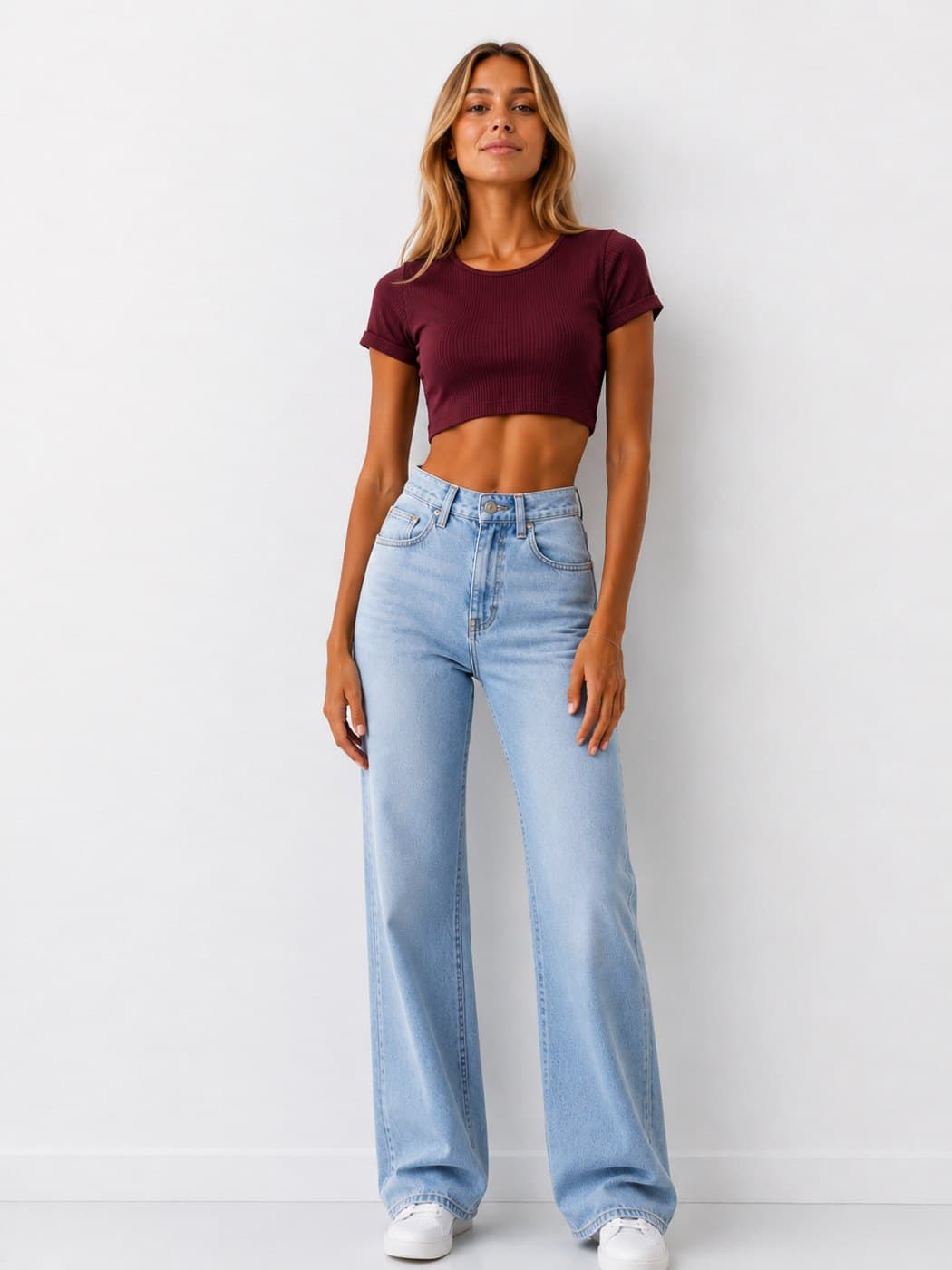 Folded Sleeve Top - Wine