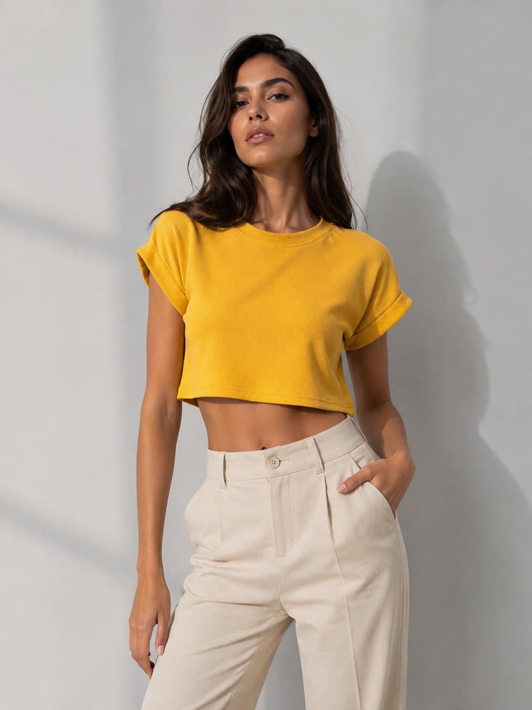 Basic Crop Top - Corn Yellow
