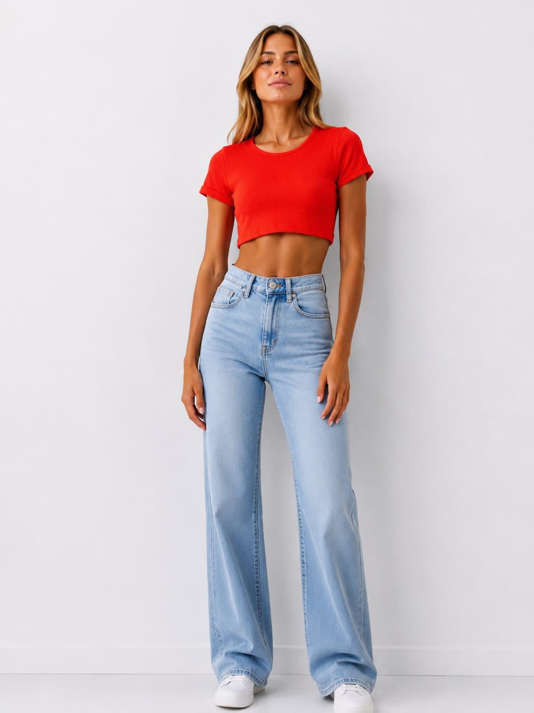 Folded Sleeve Top - Orange