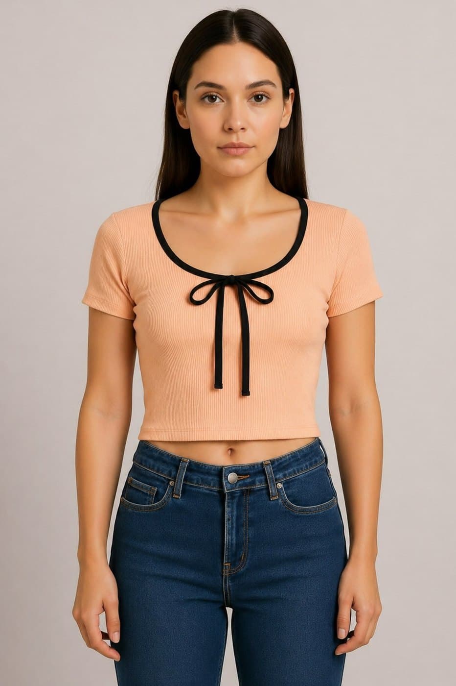 Zaliana Basic Tie Crop Top - Melon