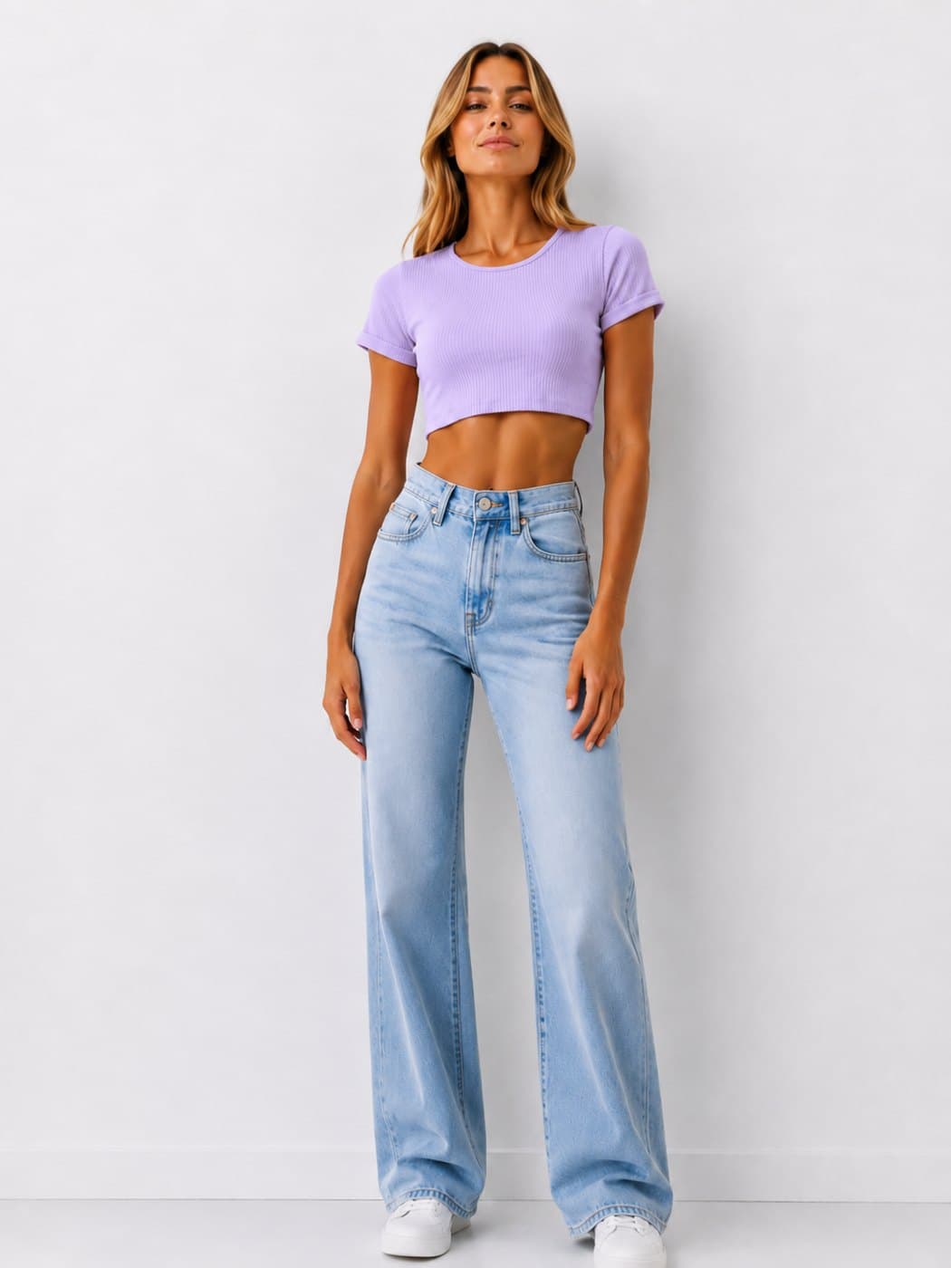 Folded Sleeve Top - Baby Lilac
