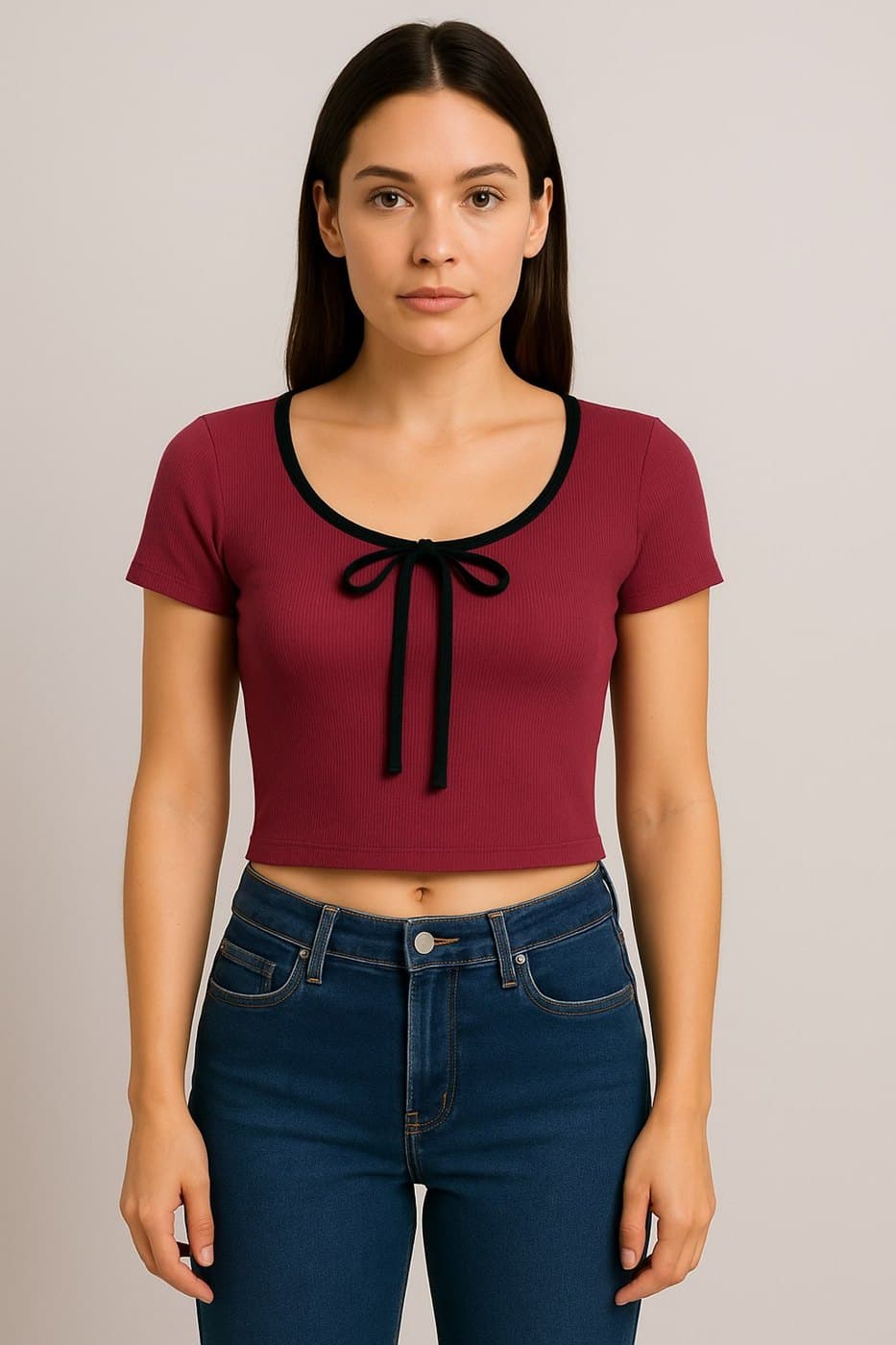 Zaliana Basic Tie Crop Top - Fuchsia