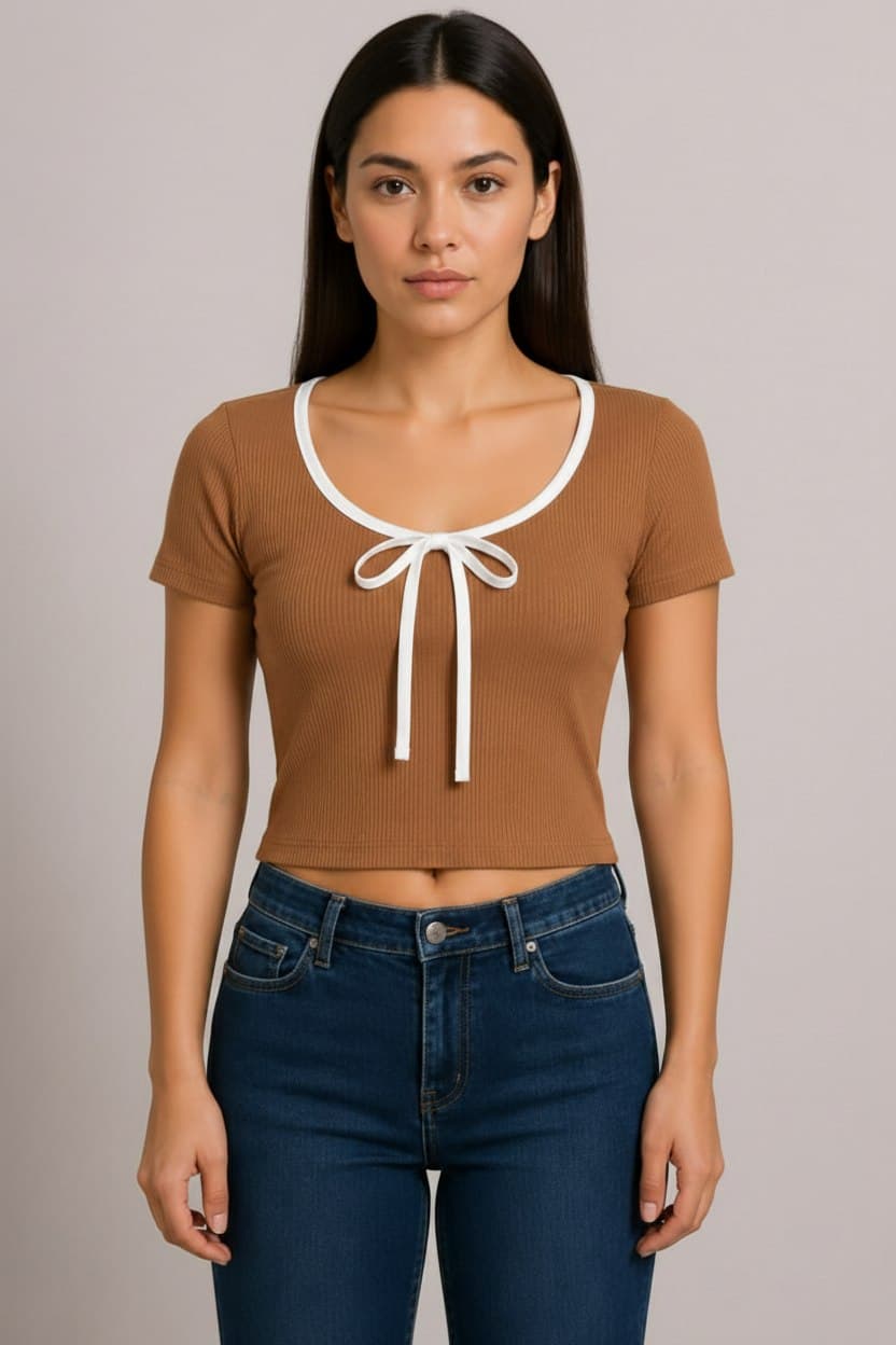 Zaliana Basic Tie Crop Top